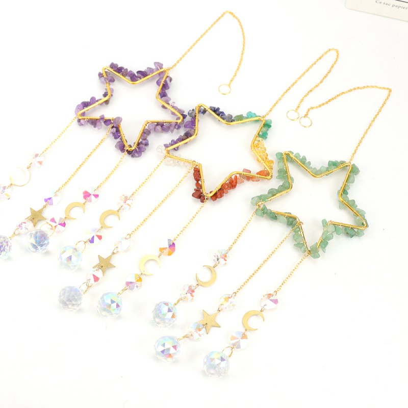 Crystal Wind Chimes Factory - New Arrival Handmade Star Shape Suncatcher Wind Chime