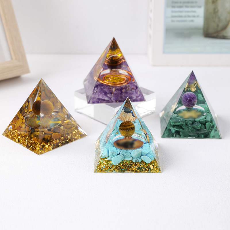 Resin Pyramid Supplier - Wholesale Handmade Amethyst Tiger Eye Energy Resin Pyramid