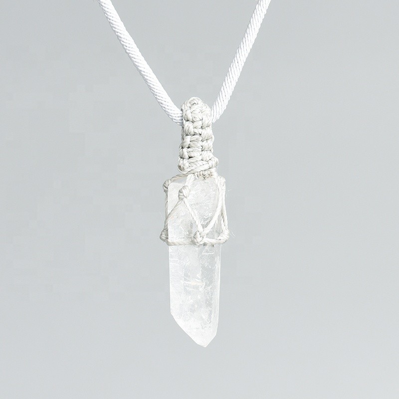 Wire Pendant Supplier - Bulk Wire Wrapped Natural Clear Quartz Raw Crystal Point Pendant