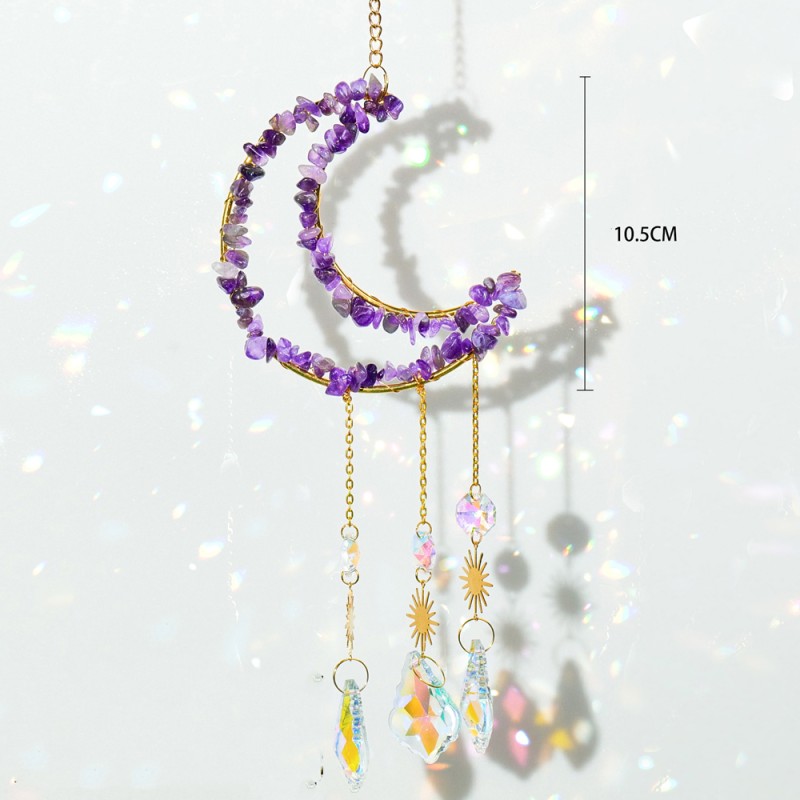 Wind Chimes Manufacturer - Hot Sale Natural Moon Amethyst Gravel Suncatcher Crystal