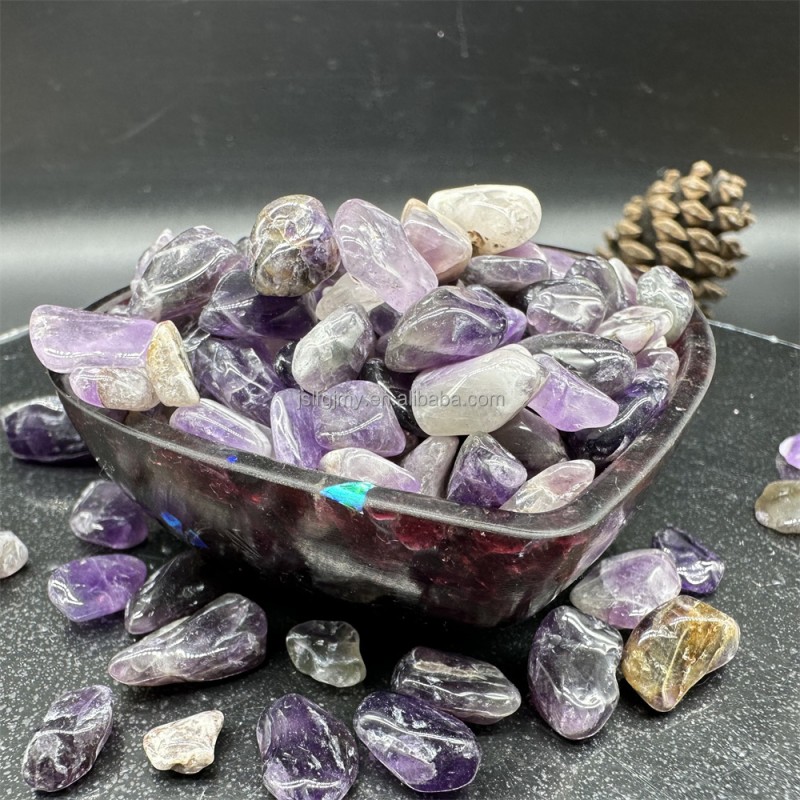 Crystal Chips Factory - 10mm Tumbled Amethyst Gravel Healing Stone for Home Decor