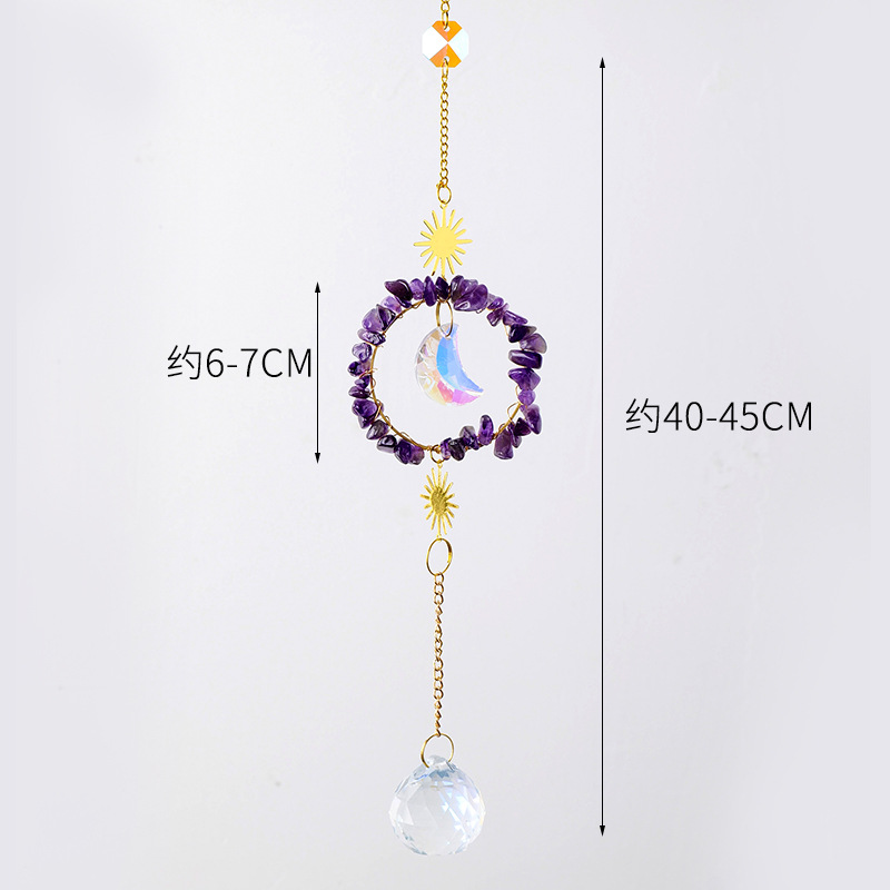 Wind Chimes Manufacturer - Natural Sun Moon Garden Wind Chimes Amethyst Rose Quartz