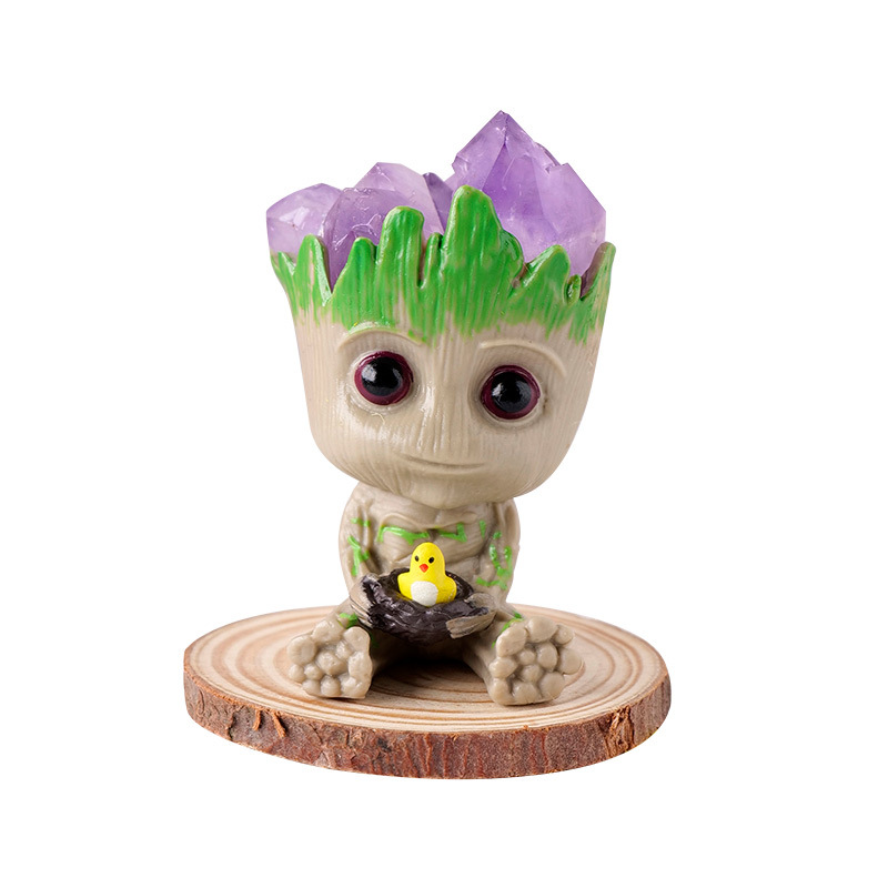 Crystal Carving Supplier - Wholesale Amethyst Cluster Clear Quartz Groot Carving Ornament