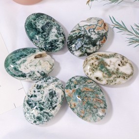 Palm Stone Factory - New Arrivals Natural Polished Green Moss Agate Crystal Healing