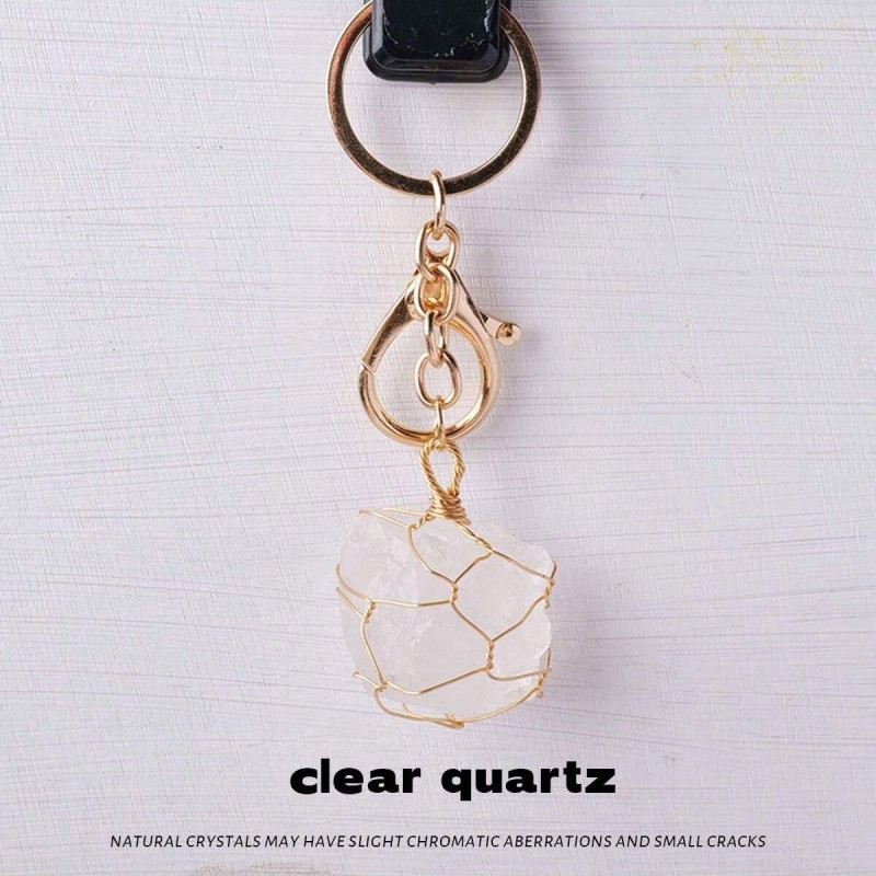 Handmade Keychain Manufacturer - Handmade Crystal Raw Stone Wrapped Keychain Gift