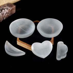 Selenite Bowl Factory - New Arrivals Heart Cloud Moon Shape Polished White Selenite Bowl
