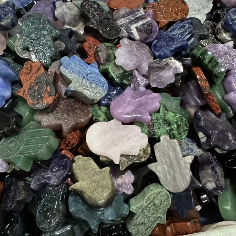 Hamsa Hand Charms Factory - Natural Crystal Multi Materials 5cm Hexagram Star Hamsa Hand