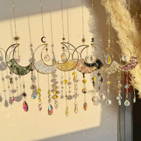 Sun Catcher Supplier - Best Price Natural Crystal Moon Suncatcher Amethyst Hanging