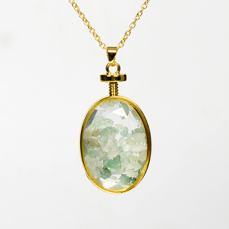 Gemstone Pendant Factory - Fashion Oval Amethyst Gravel Silver Pendant Healing Stone