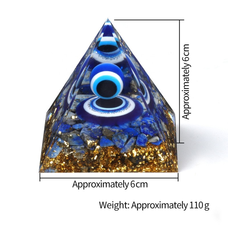 Eye Pyramid Factory - 6cm Devil's Eye Lapis Lazuli Pyramid Crystal Energy Ornament