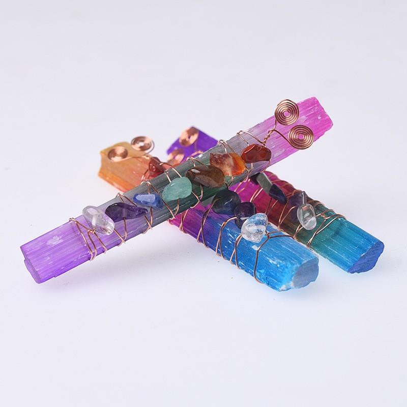 Selenite Stick Supplier - Wholesale Natural Crystals Copper Wire Chakra Selenite Wand