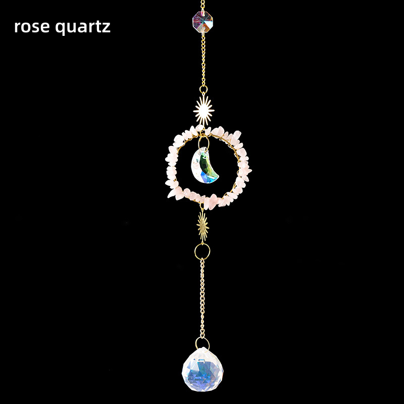 Wind Chimes Manufacturer - Natural Sun Moon Garden Wind Chimes Amethyst Rose Quartz