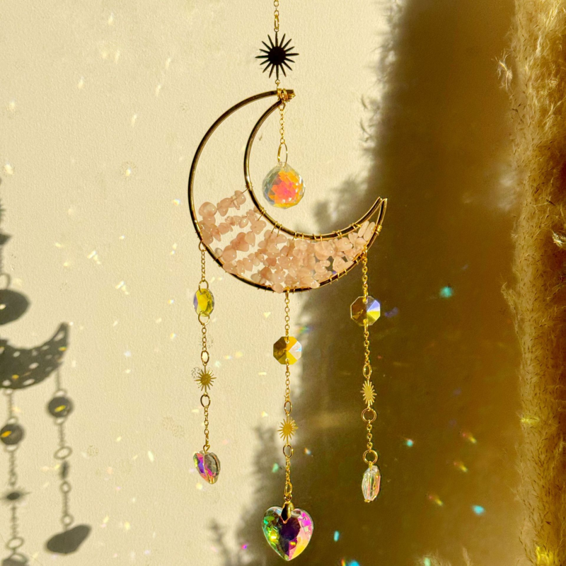 Sun Catcher Supplier - Best Price Natural Crystal Moon Suncatcher Amethyst Hanging