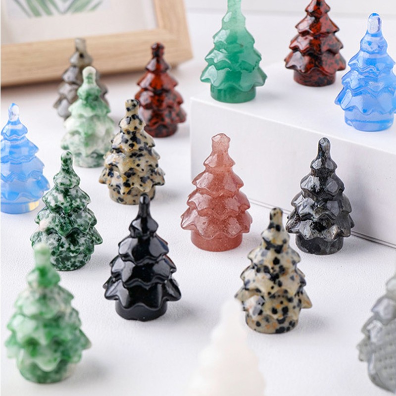 Gemstone Carving Supplier - Wholesale Hand Carved Christmas Tree Crystal Decoration
