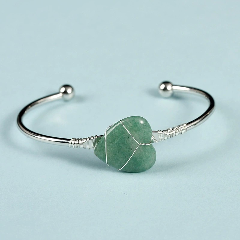 Crystal Bracelet Factory - Bulk Wire Wrapped Natural Healing Stone Quartz Crystal Bangle