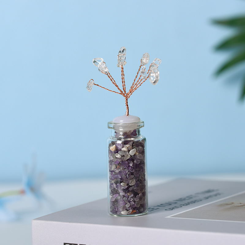Fengshui Tree Factory - Wholesale Quartz Crystal Chips Gravel Infused Glass Bottle Tree