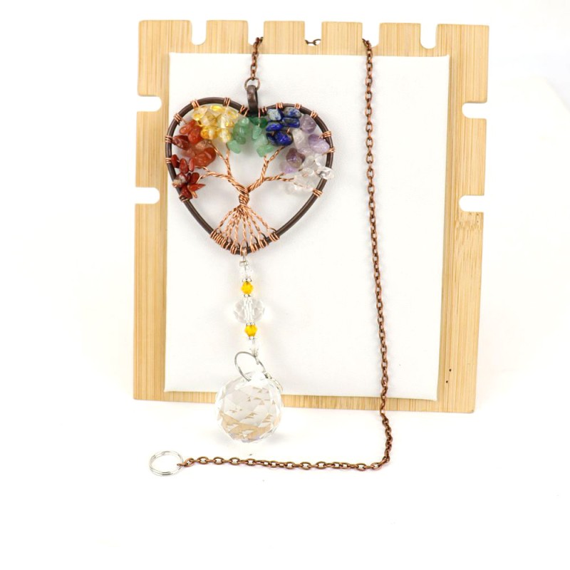 Sun Catcher Supplier - Christmas Garden Heart Shaped Tree of Life Crystal Chip Sun Catcher