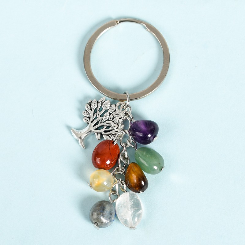 Polished Keychain Manufacturer - Fashion Spiritual Polished Quartz Tumble Stone Keychain