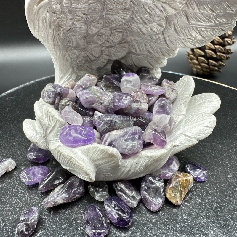 Crystal Chips Factory - 10mm Tumbled Amethyst Gravel Healing Stone for Home Decor