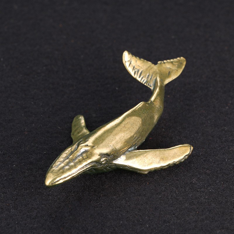 Brass Whale Sculpture Supplier - Antique Style Handmade Vintage Copper Tea Pet Decoration