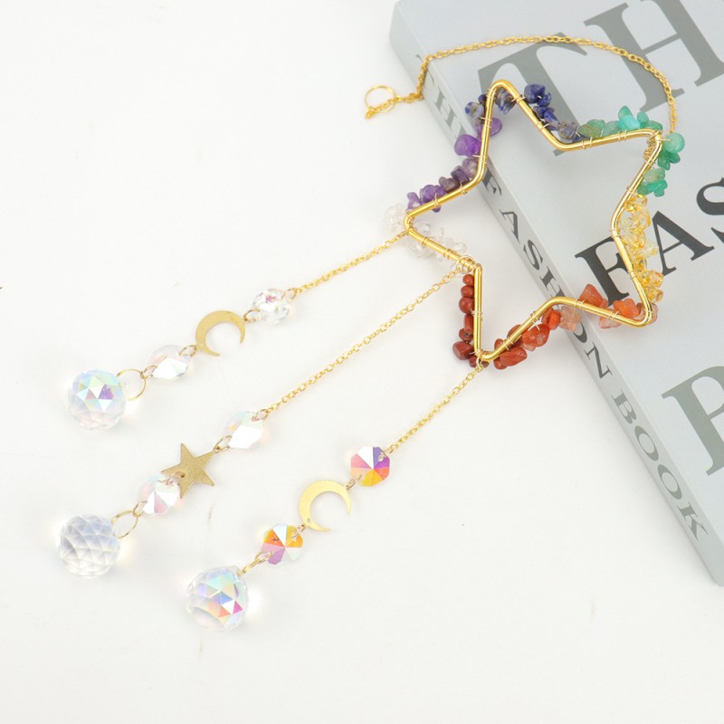 Crystal Wind Chimes Factory - New Arrival Handmade Star Shape Suncatcher Wind Chime