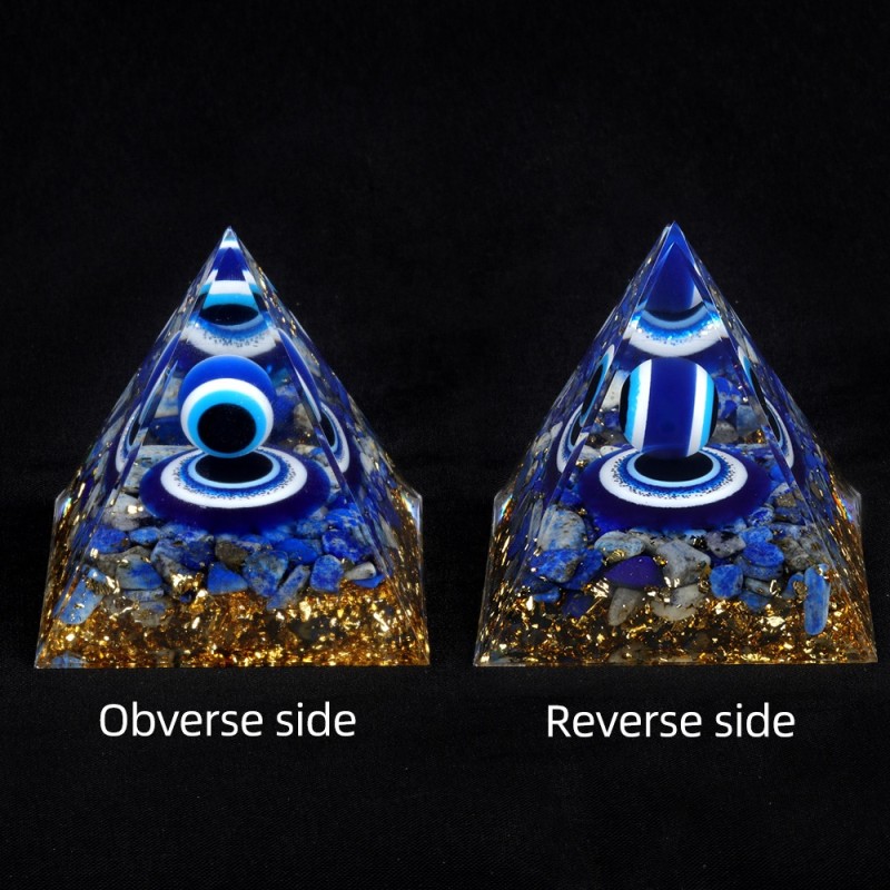 Eye Pyramid Factory - 6cm Devil's Eye Lapis Lazuli Pyramid Crystal Energy Ornament
