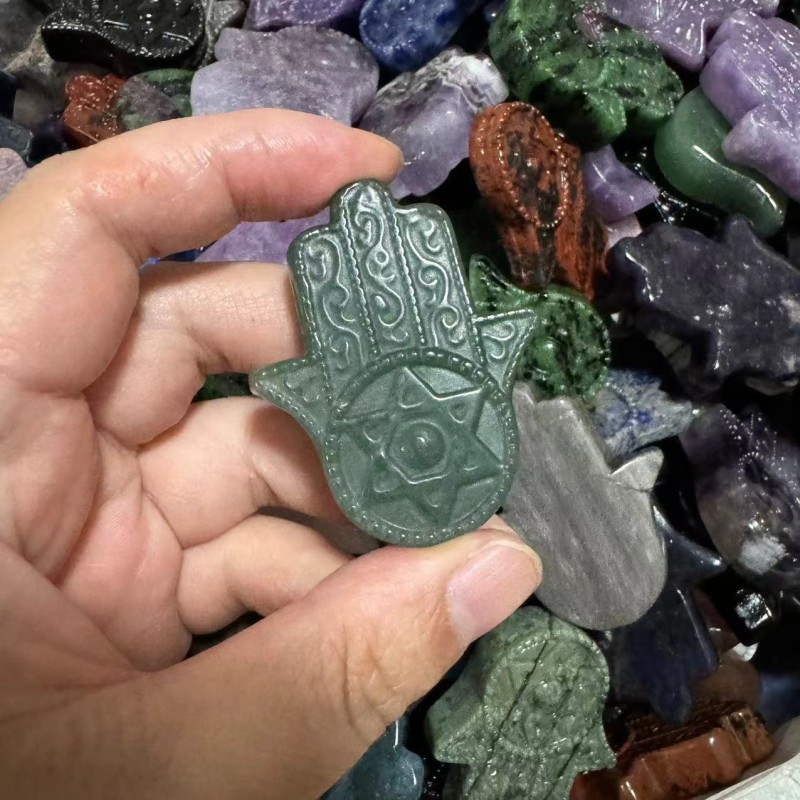 Hamsa Hand Charms Factory - Natural Crystal Multi Materials 5cm Hexagram Star Hamsa Hand