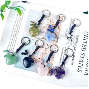 Crystal Keychain Factory - Wholesale Natural Crystal Heart Woven Keychain Pendant Gift