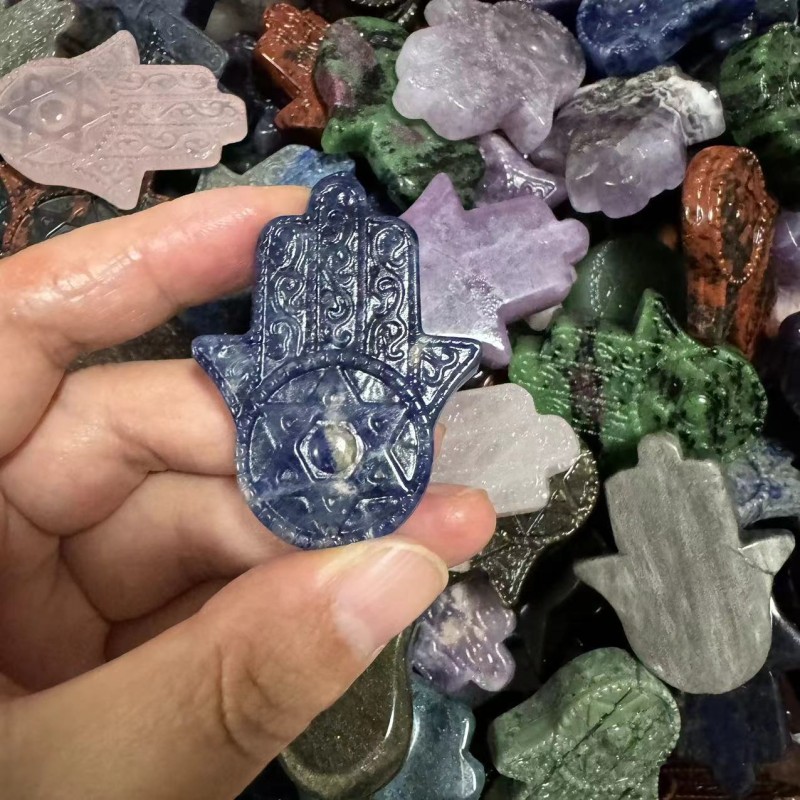 Hamsa Hand Charms Factory - Natural Crystal Multi Materials 5cm Hexagram Star Hamsa Hand