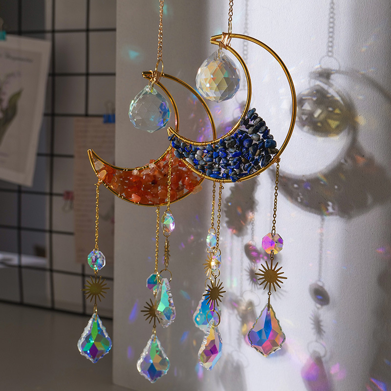Wind Chimes Manufacturer - Wholesale Moon Shape Crystal Wind Chimes Amethyst Suncatcher