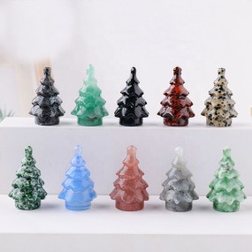 Gemstone Carving Supplier - Wholesale Hand Carved Christmas Tree Crystal Decoration