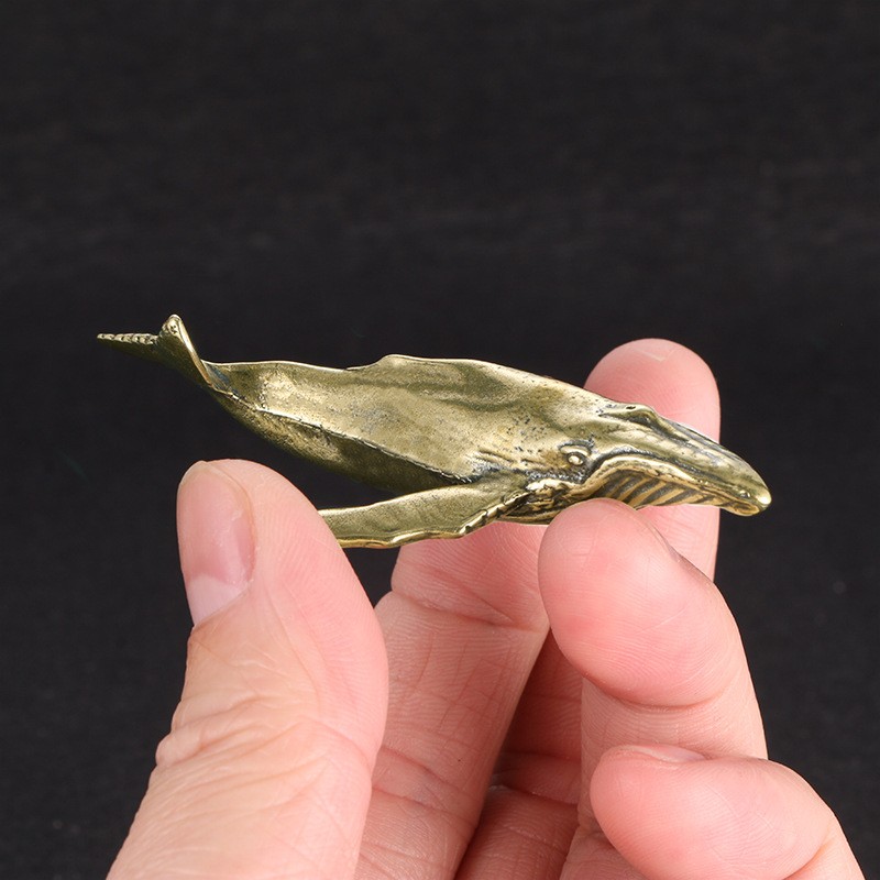 Brass Whale Sculpture Supplier - Antique Style Handmade Vintage Copper Tea Pet Decoration