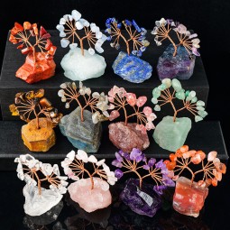 Luck Tree Factory - Natural Reiki Raw Stone Base Crystal Chip Luck Money Tree