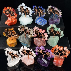 Luck Tree Factory - Natural Reiki Raw Stone Base Crystal Chip Luck Money Tree