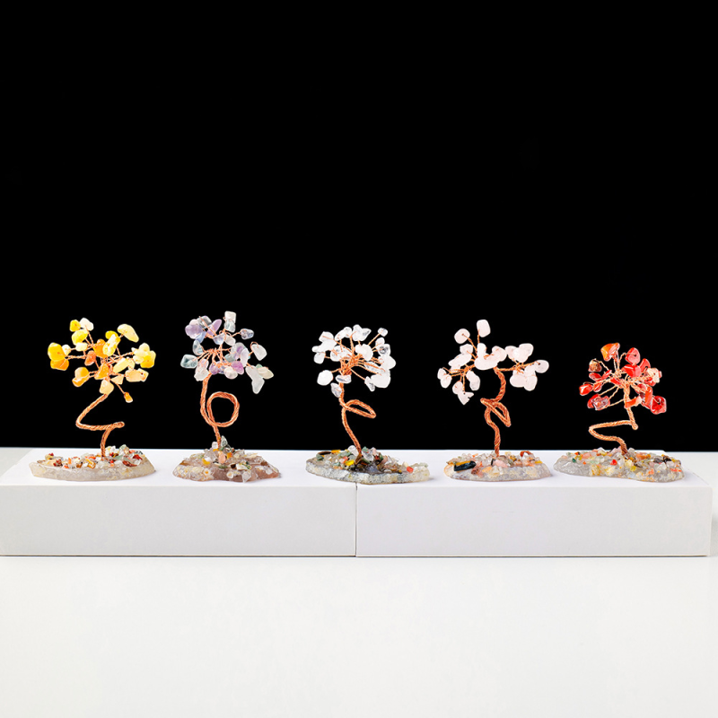 Gemstone Tree Supplier - Factory Price Natural Agate Base Crystal Chips Tree Decor
