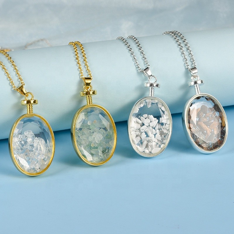 Gemstone Pendant Factory - Fashion Oval Amethyst Gravel Silver Pendant Healing Stone