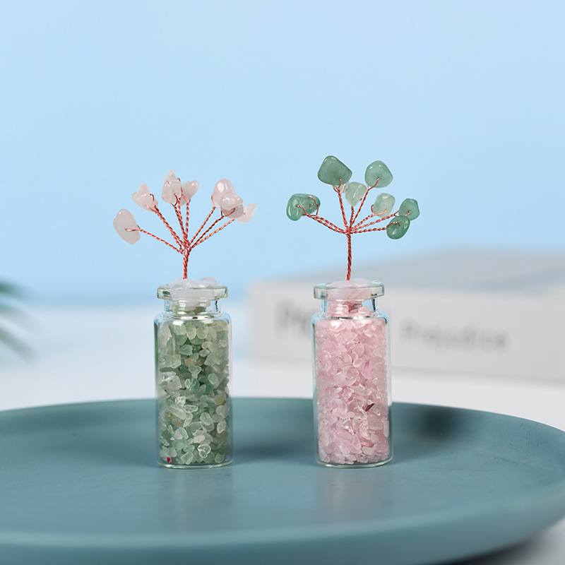 Fengshui Tree Factory - Wholesale Quartz Crystal Chips Gravel Infused Glass Bottle Tree