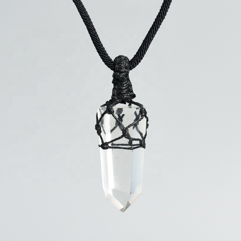 Wire Pendant Supplier - Bulk Wire Wrapped Natural Clear Quartz Raw Crystal Point Pendant