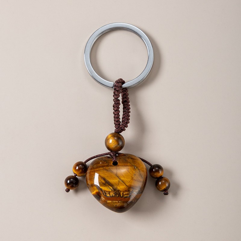 Crystal Keychain Factory - Wholesale Natural Crystal Heart Woven Keychain Pendant Gift