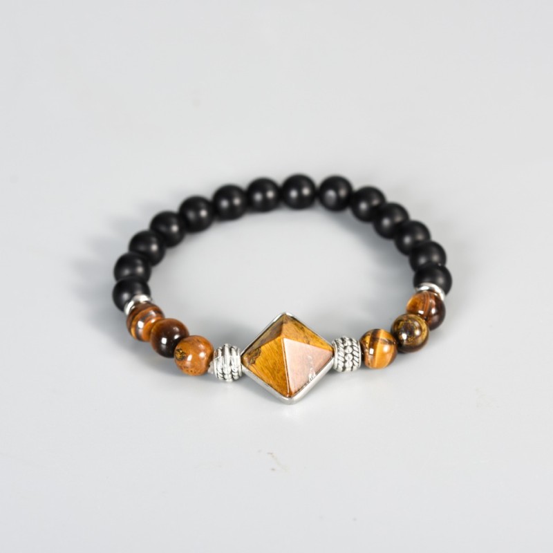 Stone Bracelet Supplier - Natural Stone Beads Healing Crystal Tiger Eye Pyramid Bracelet
