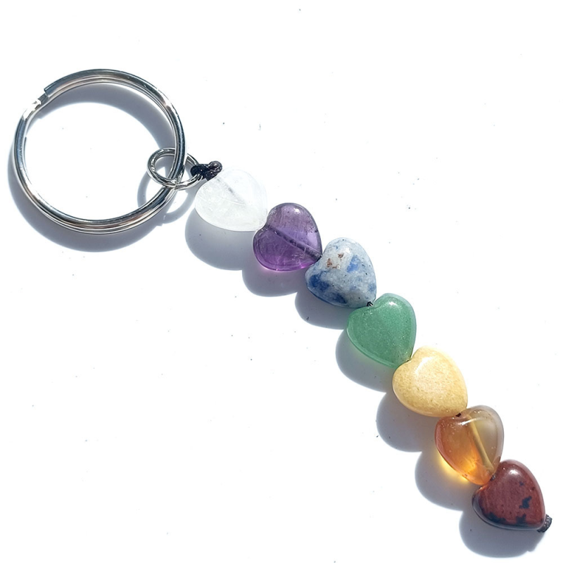 Metal Keychain Supplier - New Arrivals Metal Star Heart Shape Beads 7 Chakra Keychain