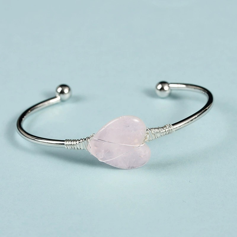 Crystal Bracelet Factory - Bulk Wire Wrapped Natural Healing Stone Quartz Crystal Bangle