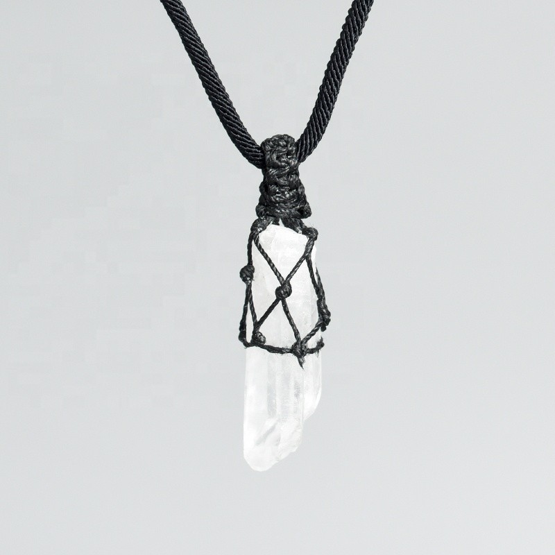 Wire Pendant Supplier - Bulk Wire Wrapped Natural Clear Quartz Raw Crystal Point Pendant