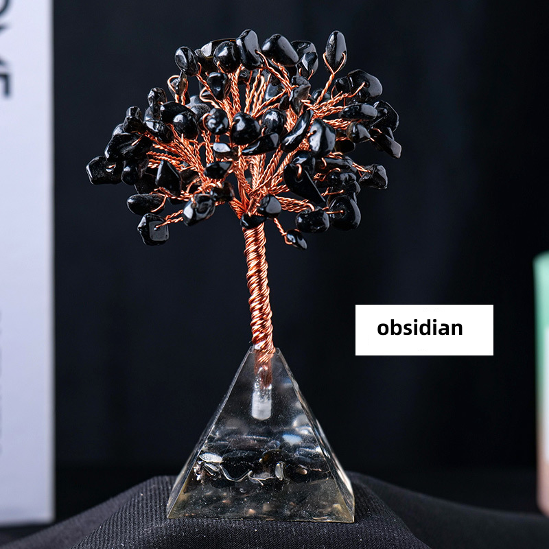 Resin Tree Manufacturer - Factory Price Natural Resin Pyramid Base Gemstone Tree