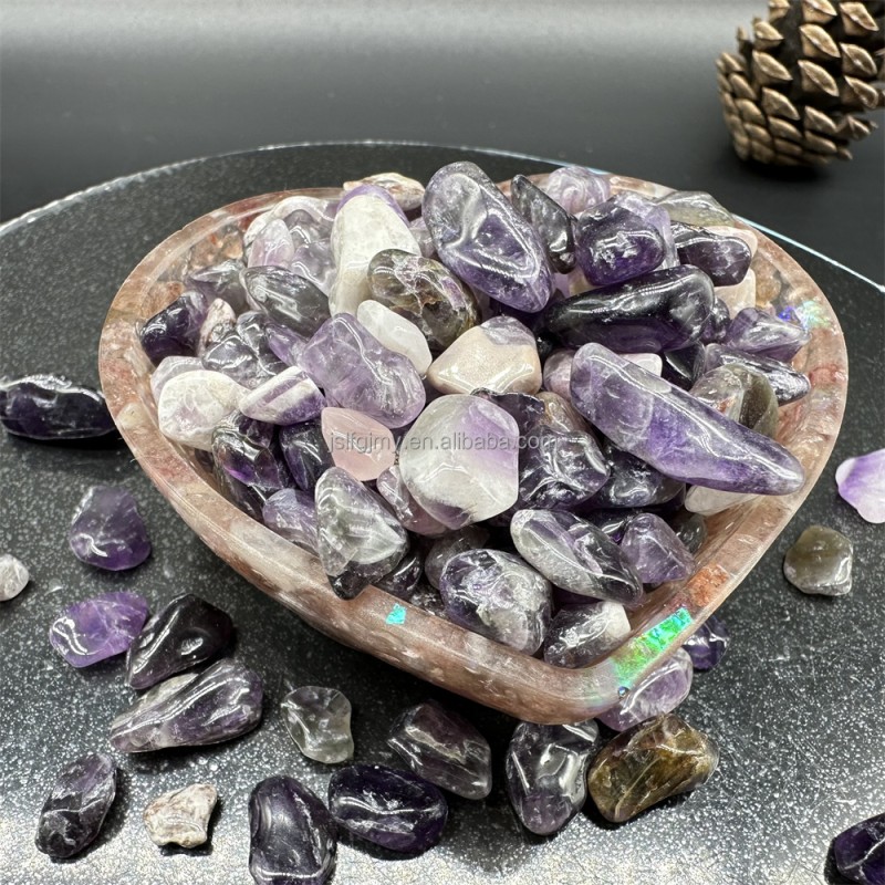 Crystal Chips Factory - 10mm Tumbled Amethyst Gravel Healing Stone for Home Decor