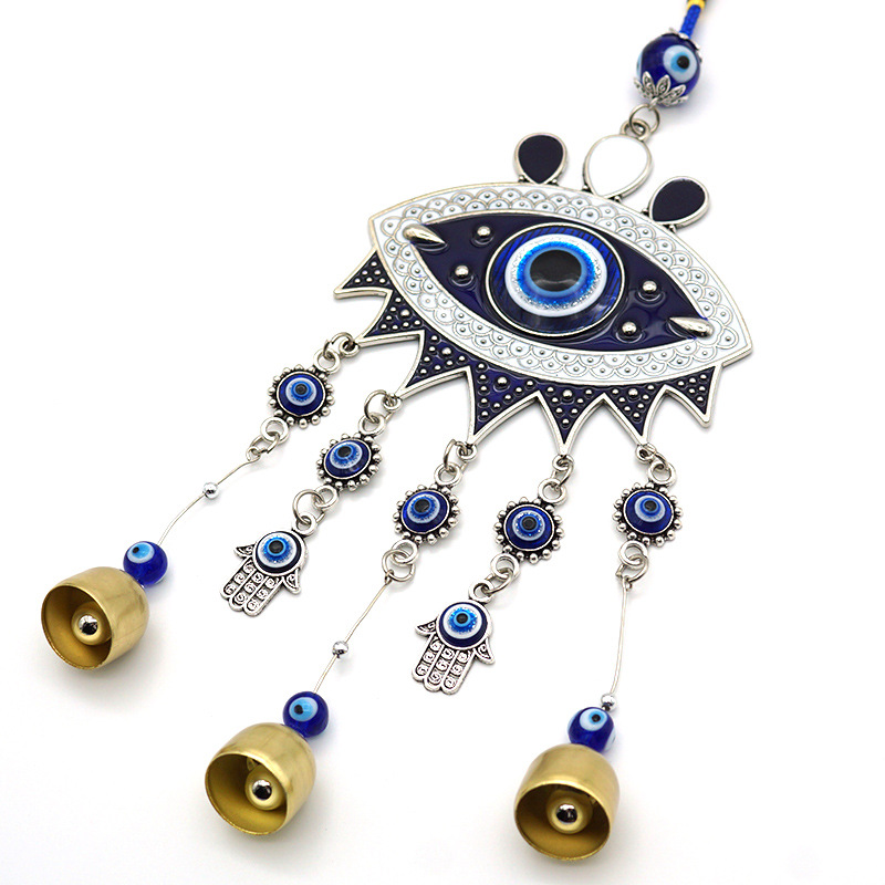 Home Decor Factory - Fashion Blue Turkey Evil Eye Metal Wind Chimes Bell Decorative