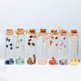 Wishing Bottle Supplier - Natural Seven Color Gemstone Amethyst Crystal Chips Tree