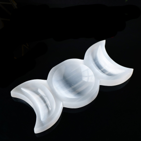 Selenite Bowl Factory - New Arrivals Polished White Selenite Double Moon Carving Bowl