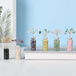 Fengshui Tree Factory - Wholesale Quartz Crystal Chips Gravel Infused Glass Bottle Tree