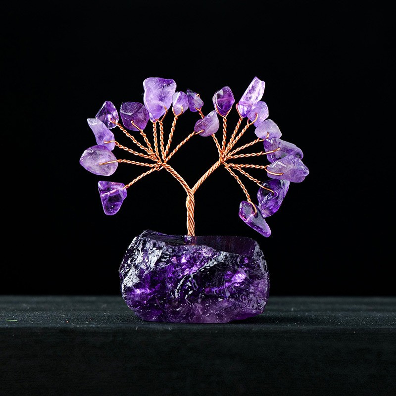 Luck Tree Factory - Natural Reiki Raw Stone Base Crystal Chip Luck Money Tree